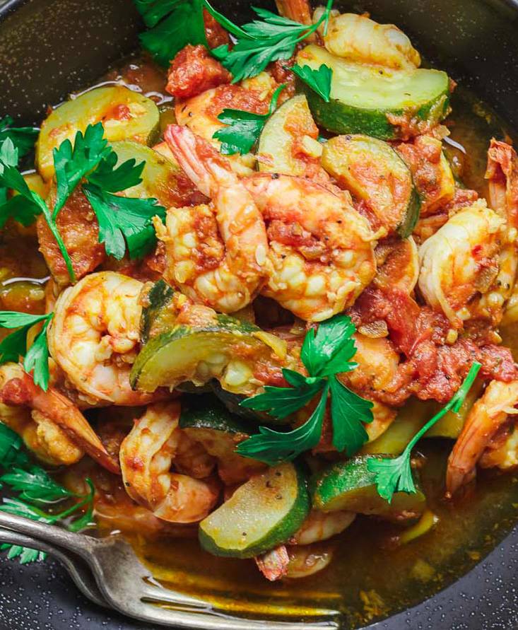 Shrimps und Zucchini auf italienische Art